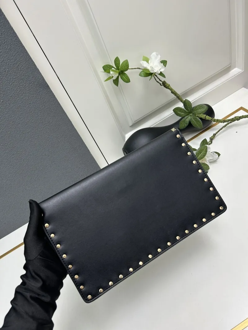 Valentino Black Studded Envelope Clutch Bag 5030 - Image 3