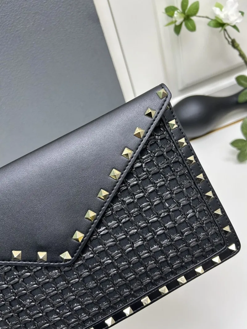 Valentino Black Studded Envelope Clutch Bag 5030 - Image 4