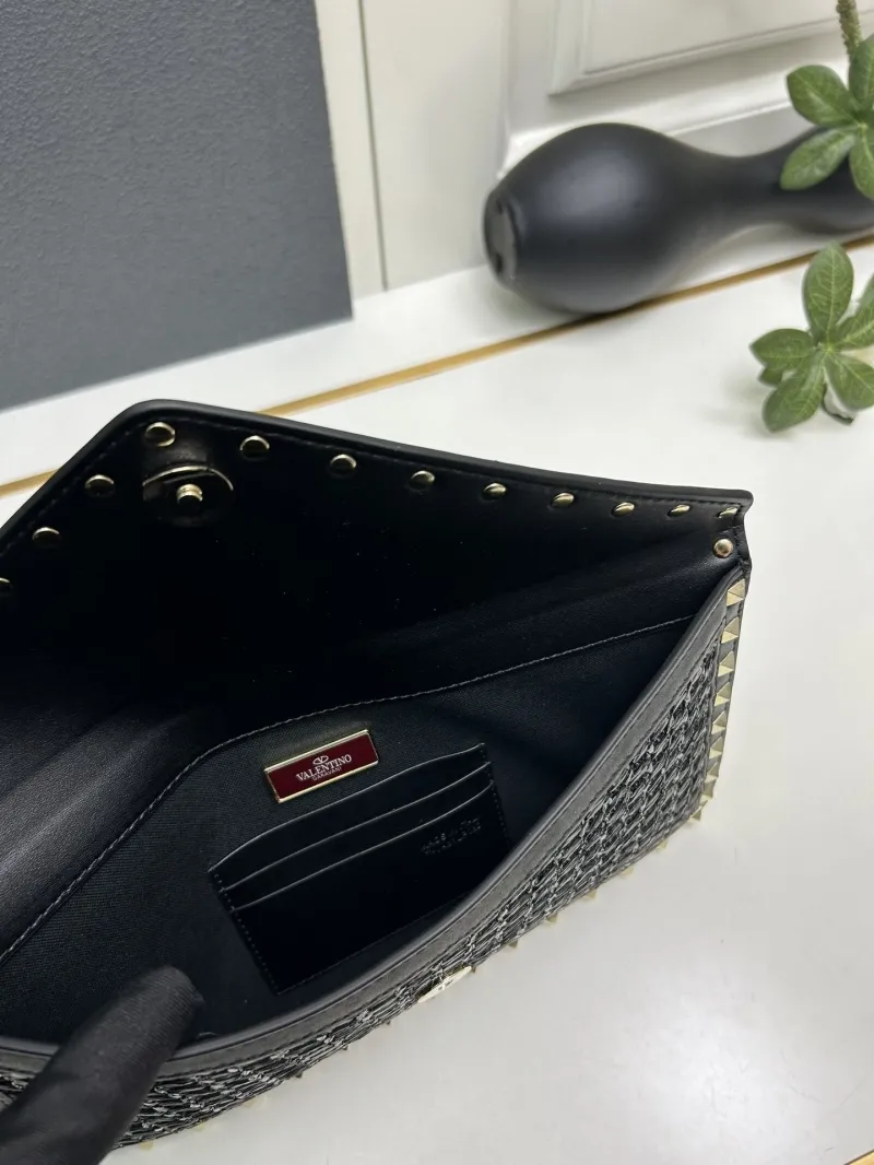 Valentino Black Studded Envelope Clutch Bag 5030 - Image 8