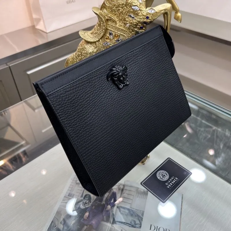 Versace Black Leather Clutch Bag - Image 3