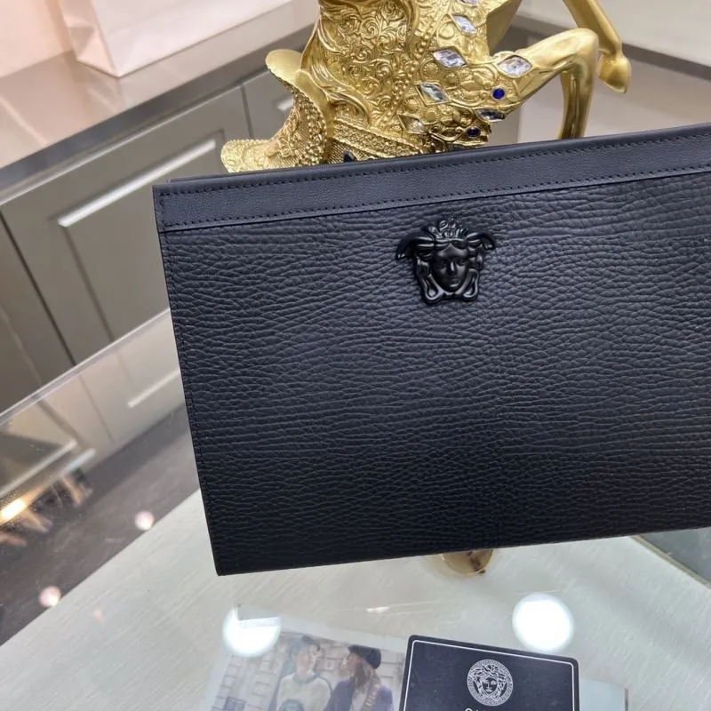Versace Black Leather Clutch Bag - Image 5