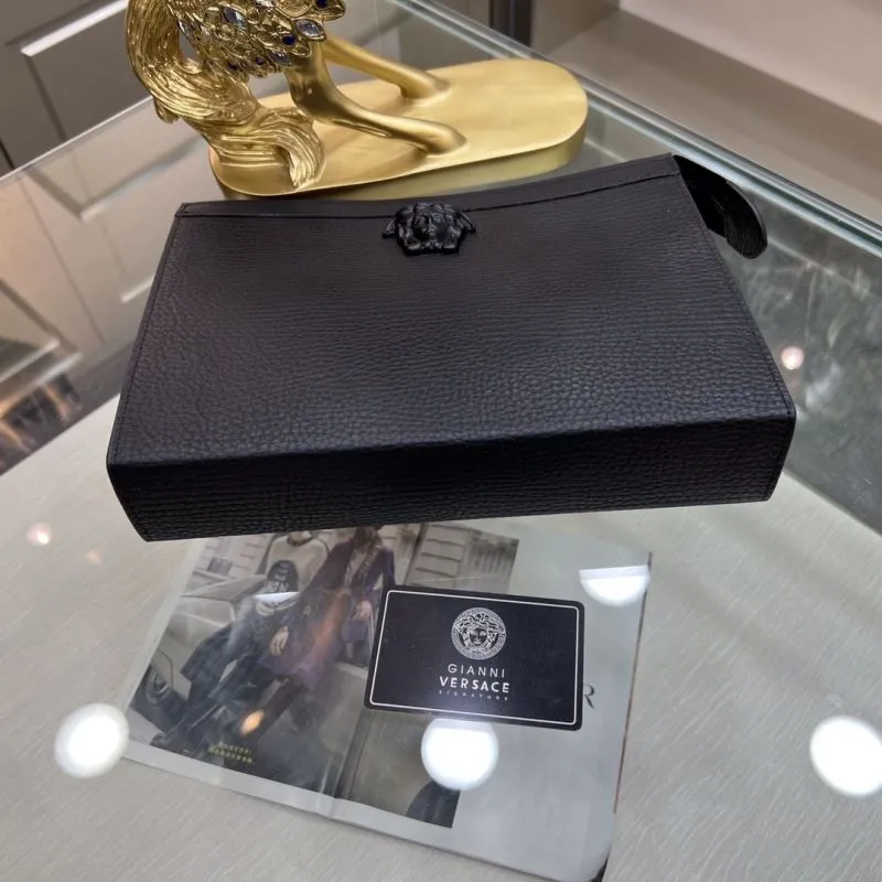 Versace Black Leather Clutch Bag - Image 7