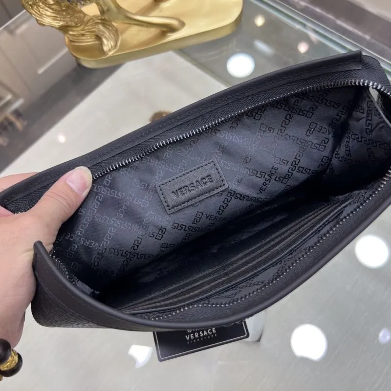Versace Black Leather Clutch Bag - Image 9