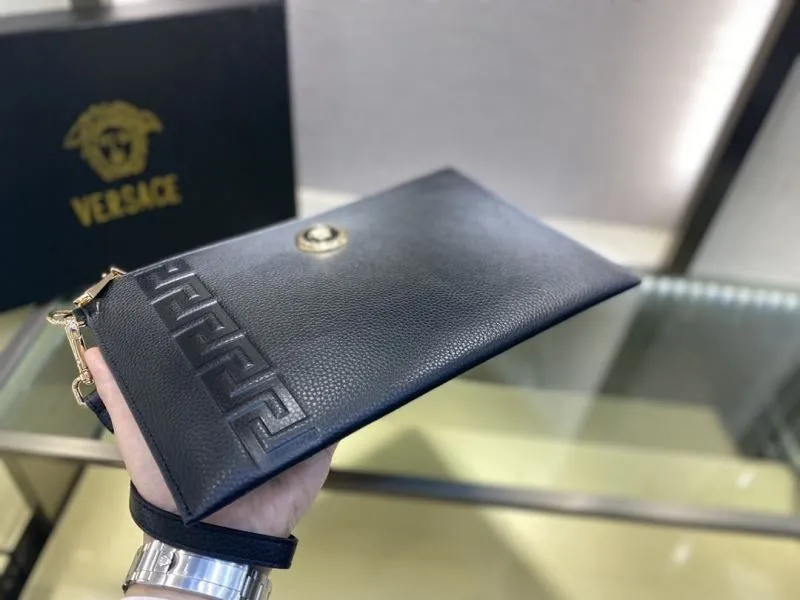 Versace Black Leather Wristlet Clutch Bag - Image 3