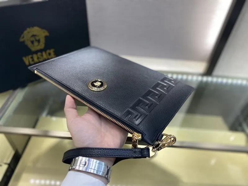 Versace Black Leather Wristlet Clutch Bag - Image 4
