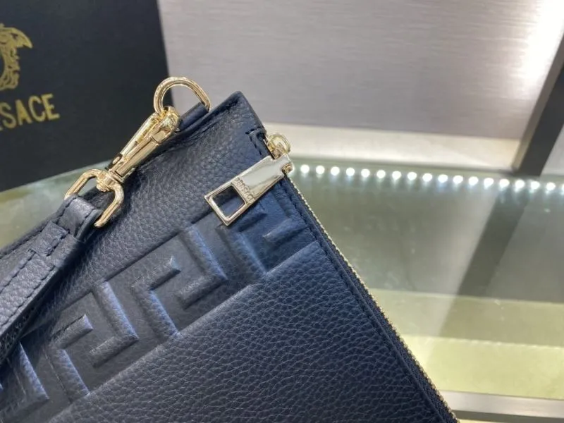 Versace Black Leather Wristlet Clutch Bag - Image 6