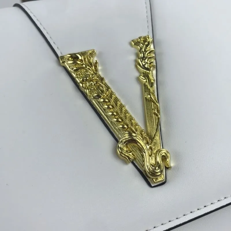 Versace White Leather Chain Crossbody Bag - Image 4