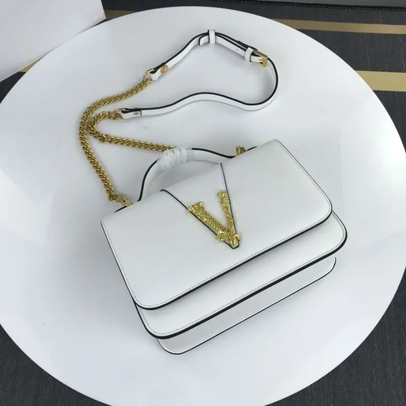 Versace White Leather Chain Crossbody Bag - Image 6