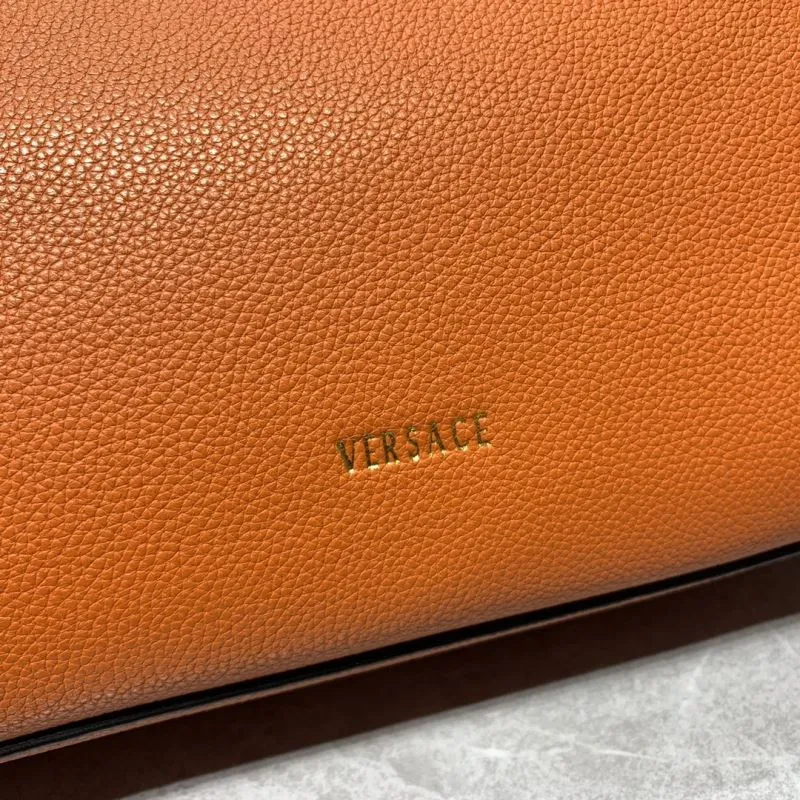 Versace Orange Leather Top Handle Handbag - Image 6