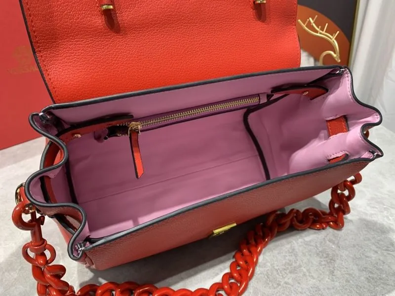 Versace Red Leather Chain Shoulder Handbag Model 16 - Image 8