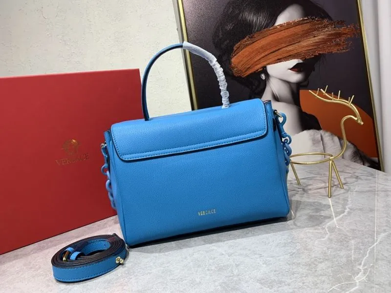 Versace Blue Leather Top Handle Handbag - Image 3
