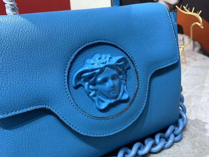 Versace Blue Leather Top Handle Handbag - Image 4