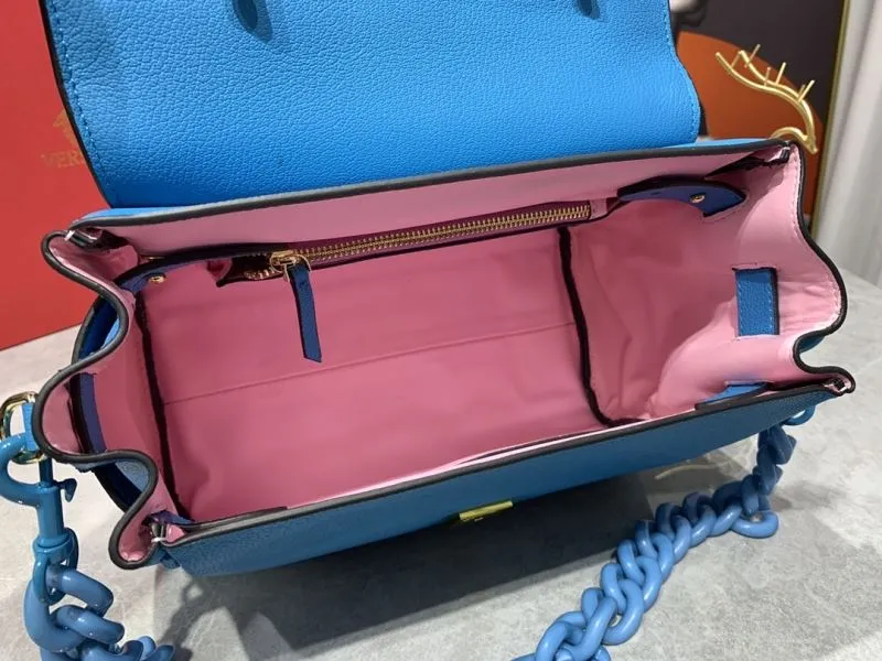 Versace Blue Leather Top Handle Handbag - Image 8