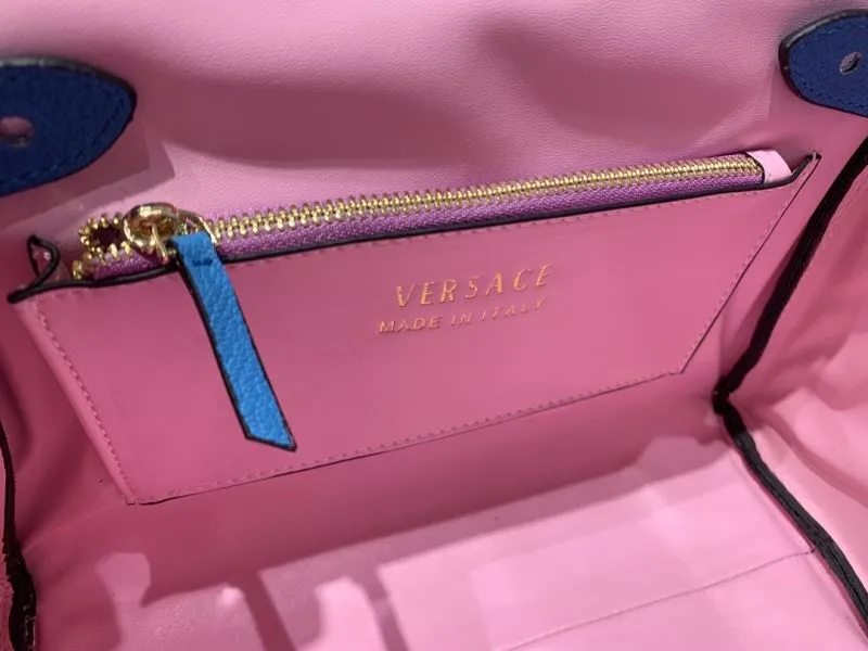 Versace Blue Leather Top Handle Handbag - Image 9