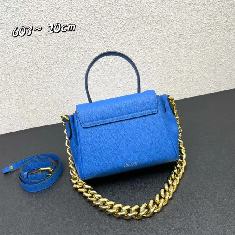 Versace Blue Leather Handbag Model 603 20cm - Image 3