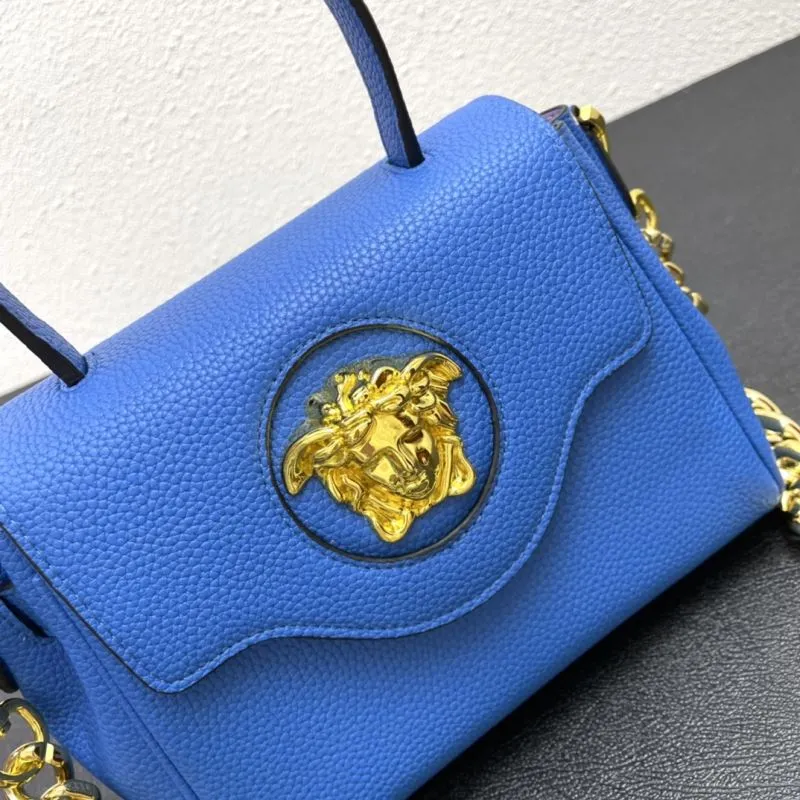 Versace Blue Leather Handbag Model 603 20cm - Image 4