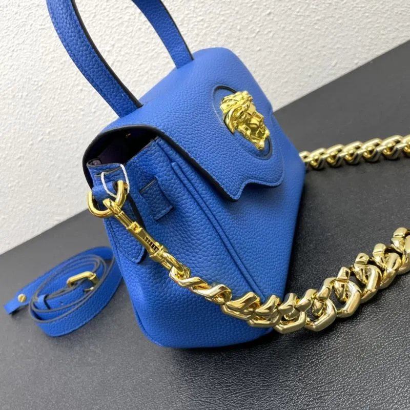 Versace Blue Leather Handbag Model 603 20cm - Image 6