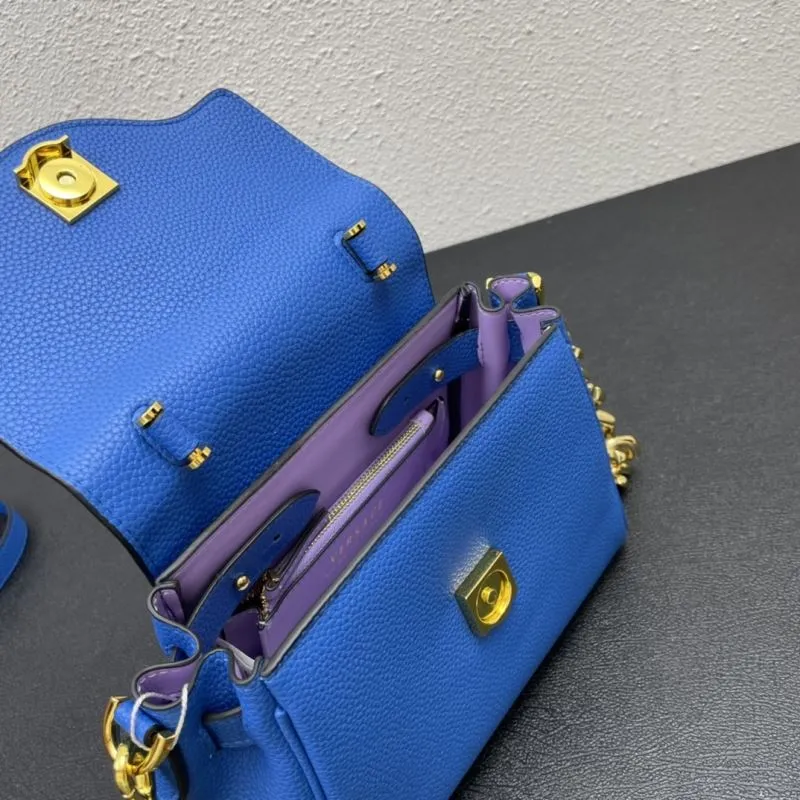 Versace Blue Leather Handbag Model 603 20cm - Image 8