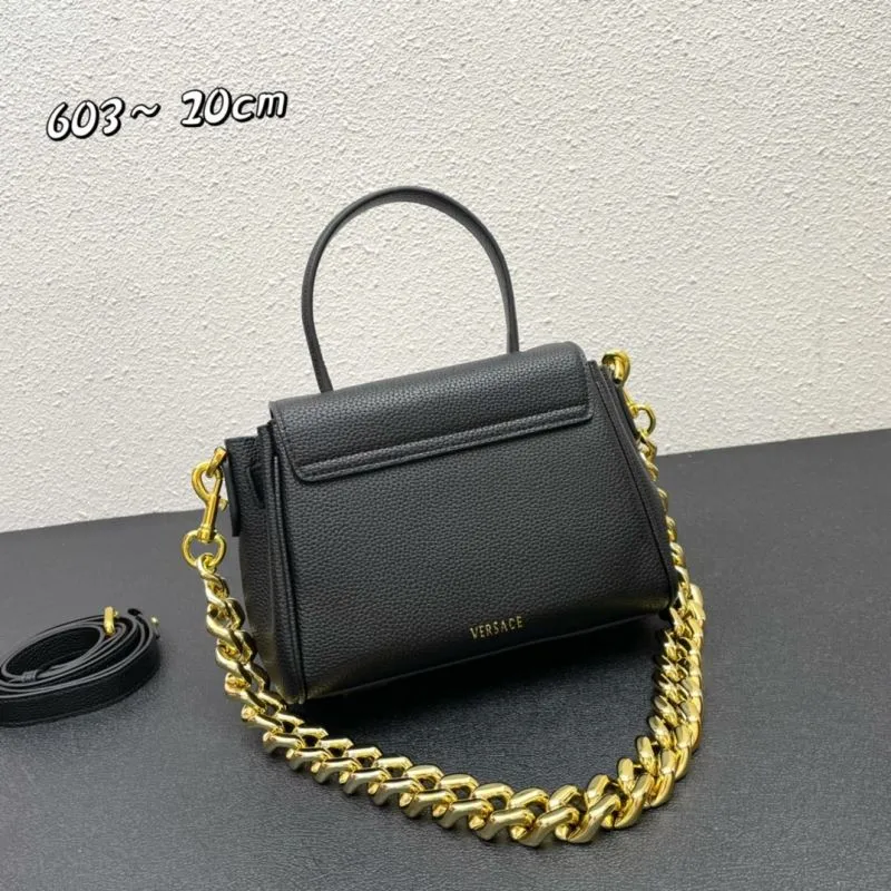 Versace Black Leather Handbag 603 20cm Chain Crossbody - Image 3