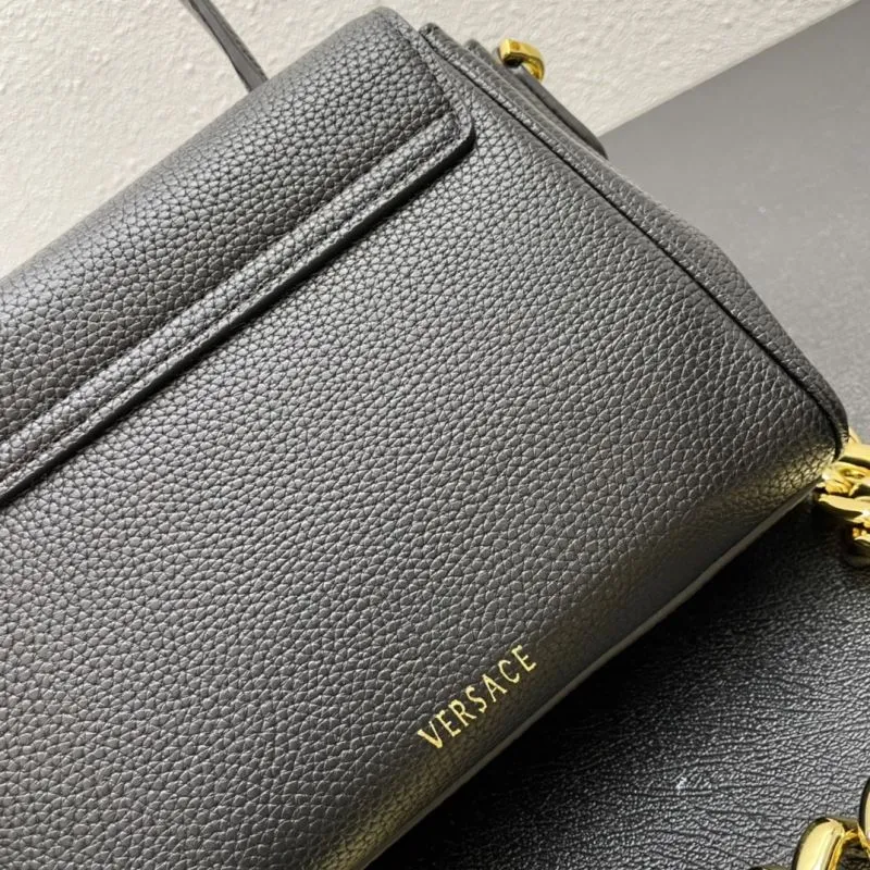 Versace Black Leather Handbag 603 20cm Chain Crossbody - Image 5