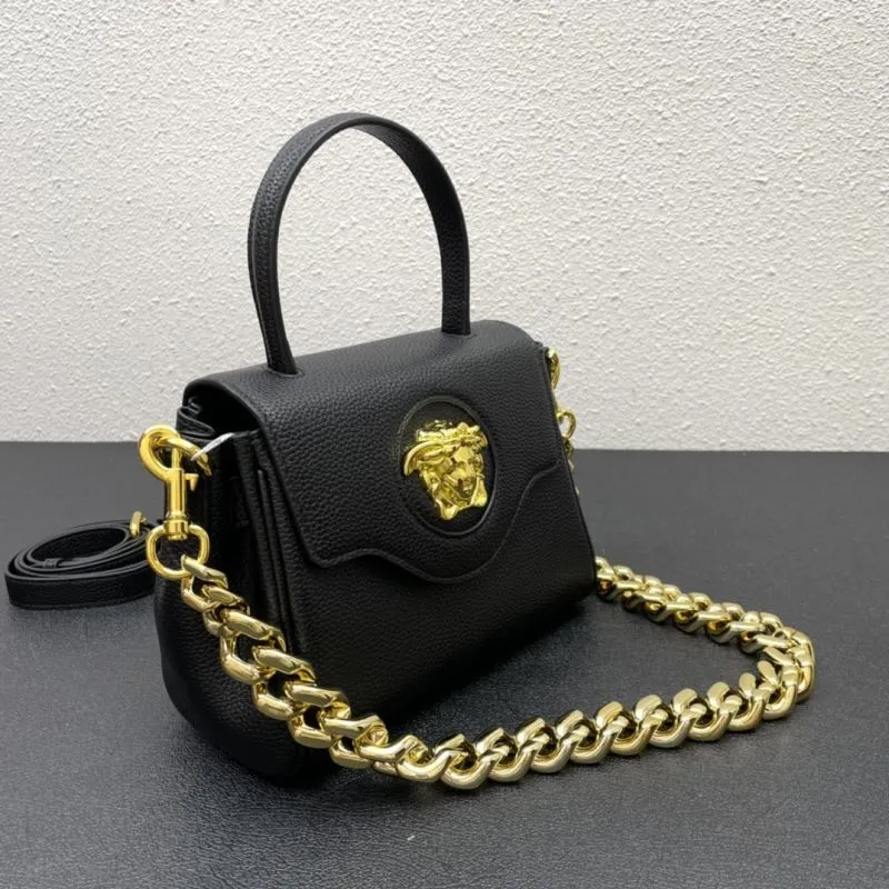 Versace Black Leather Handbag 603 20cm Chain Crossbody - Image 6