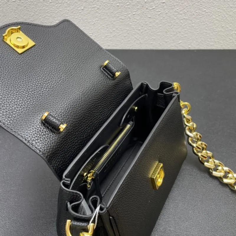Versace Black Leather Handbag 603 20cm Chain Crossbody - Image 8
