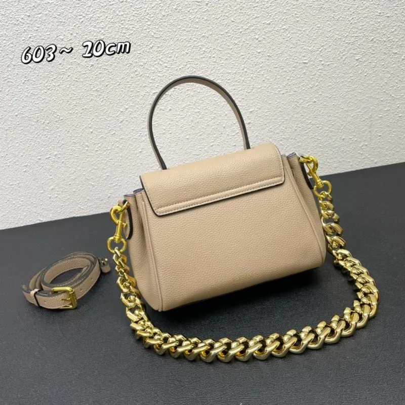 Versace Beige Leather Chain Handbag 603 20cm - Image 3