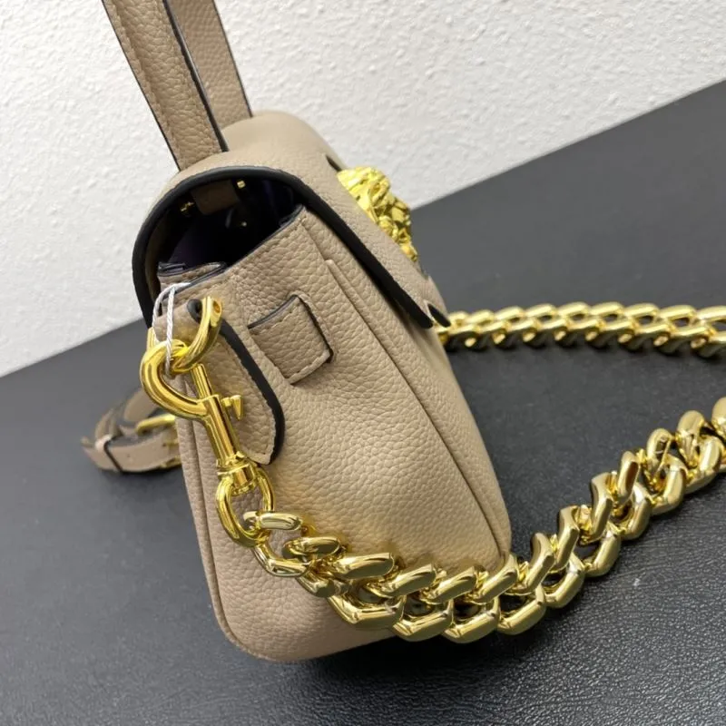 Versace Beige Leather Chain Handbag 603 20cm - Image 6