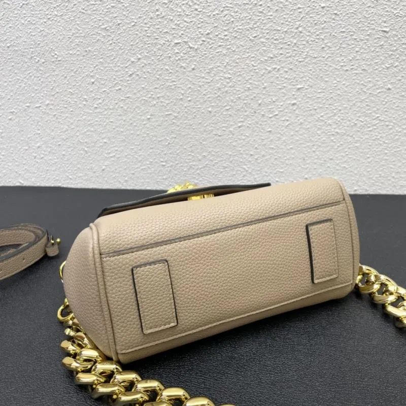 Versace Beige Leather Chain Handbag 603 20cm - Image 7