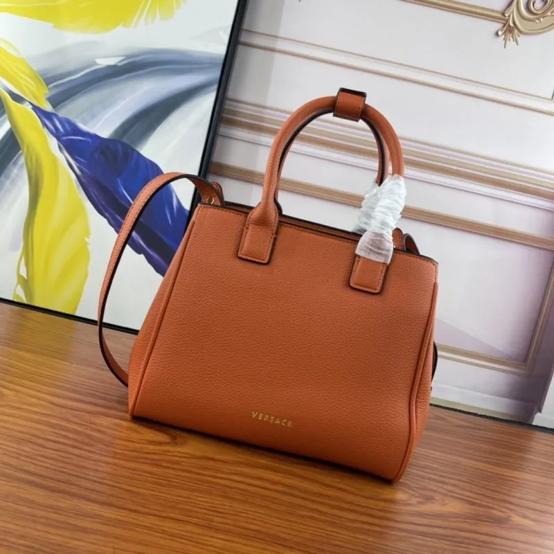 Versace Orange Leather Chain Handbag - Image 3