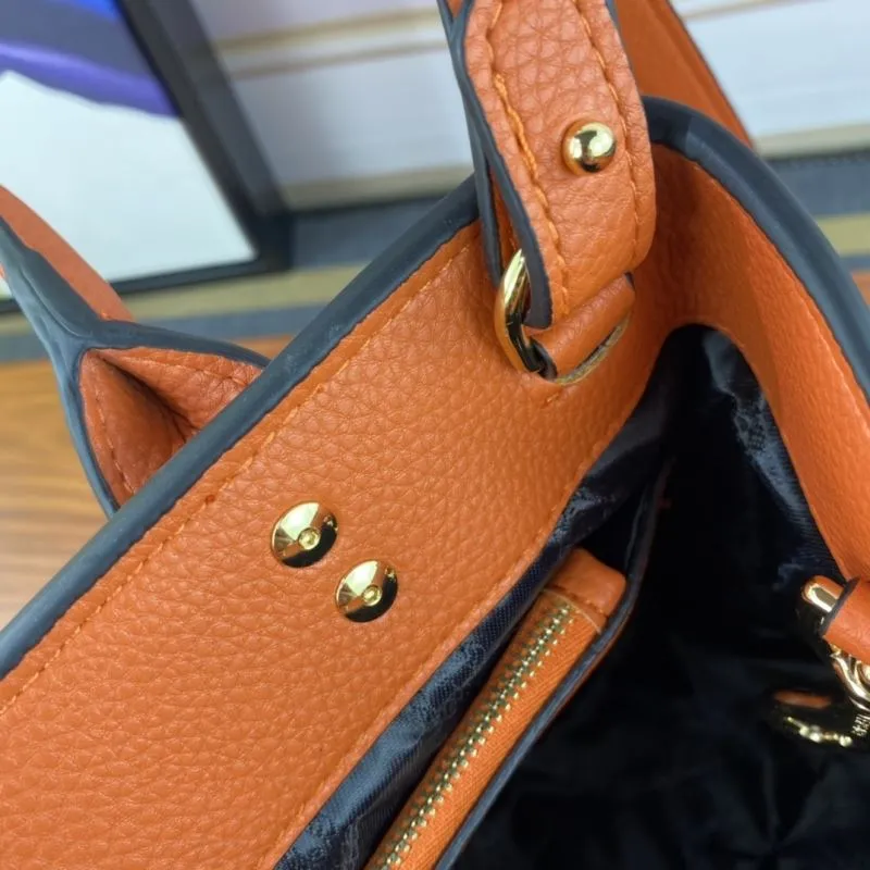 Versace Orange Leather Chain Handbag - Image 7