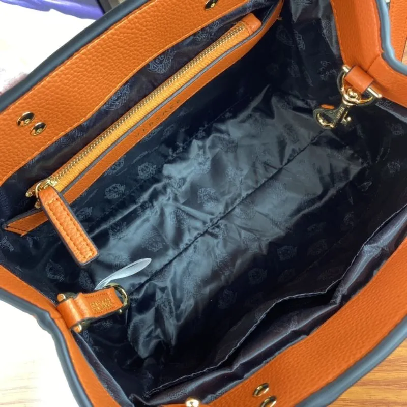 Versace Orange Leather Chain Handbag - Image 8