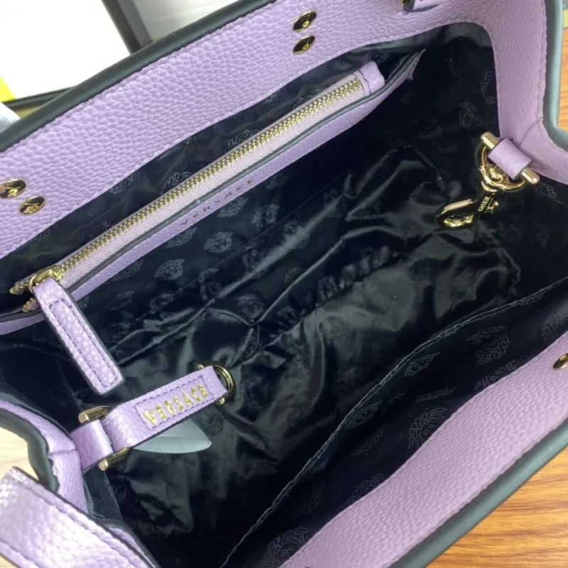 Versace Women's Lavender Leather Handbag - Image 8