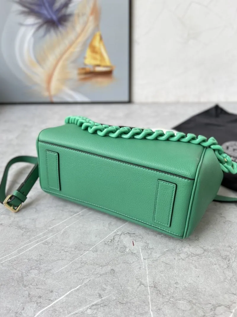 Versace Green Leather Chain Top Handle Handbag - Image 5