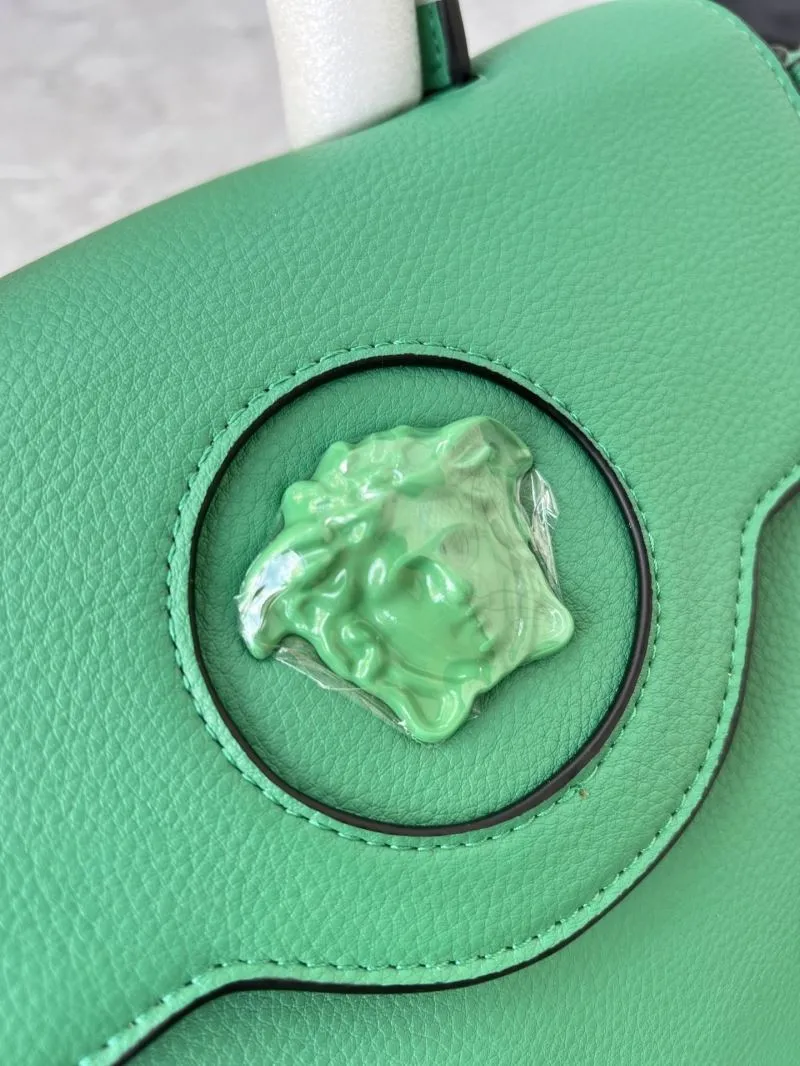 Versace Green Leather Chain Top Handle Handbag - Image 6