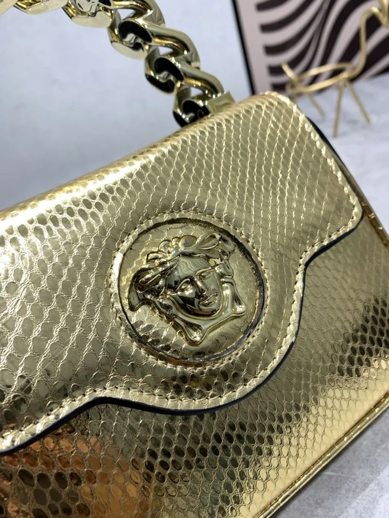 Versace Gold Snake Pattern Handbag 360888 - Image 4