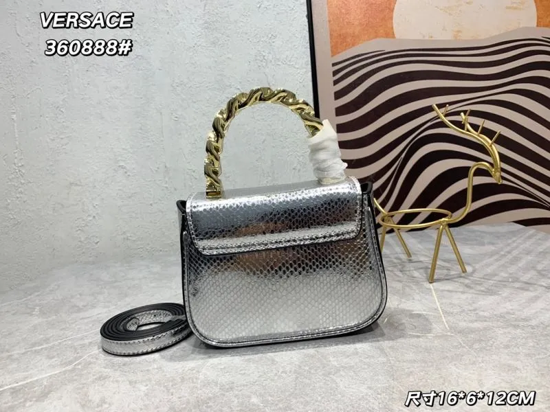 Versace Silver Snake Print Mini Crossbody Top Handle Handbag 360888 - Image 3