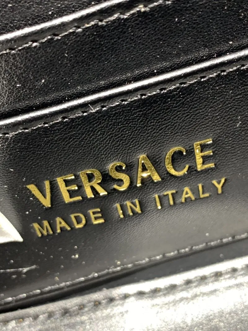 Versace Silver Snake Print Mini Crossbody Top Handle Handbag 360888 - Image 9