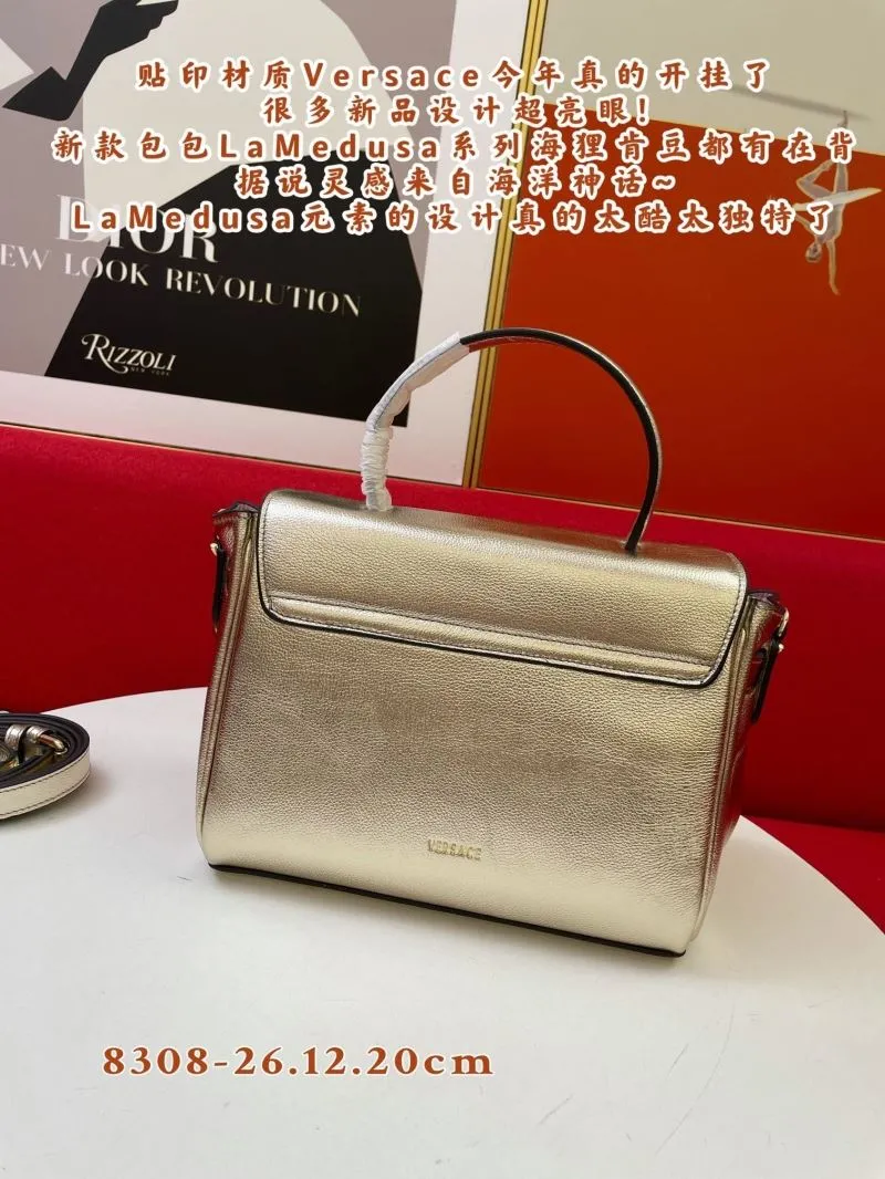 Versace LaMedusa 8308 Metallic Gold Top Handle Bag - Image 3