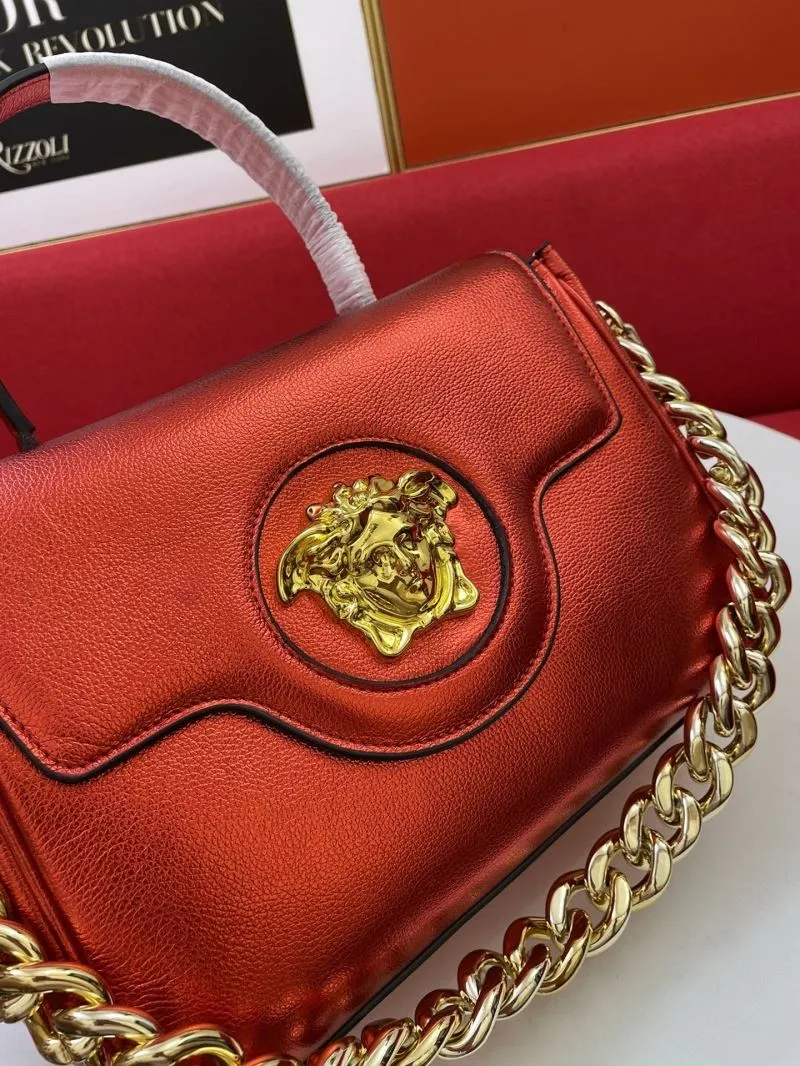 Versace LaMedusa Red Leather Handbag 8308 - Image 5