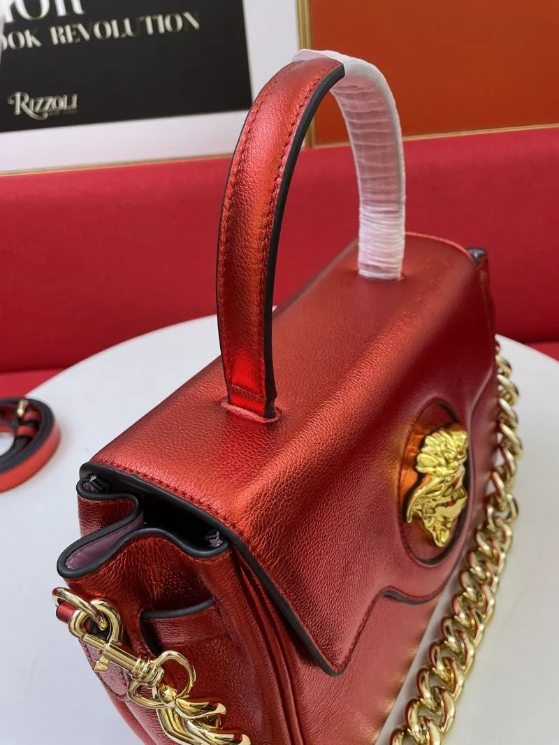 Versace LaMedusa Red Leather Handbag 8308 - Image 6