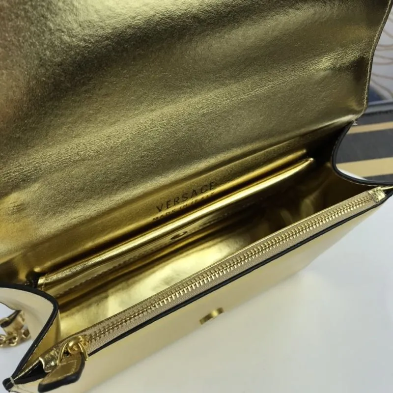 Versace Metallic Gold Chain Strap Handbag - Image 5