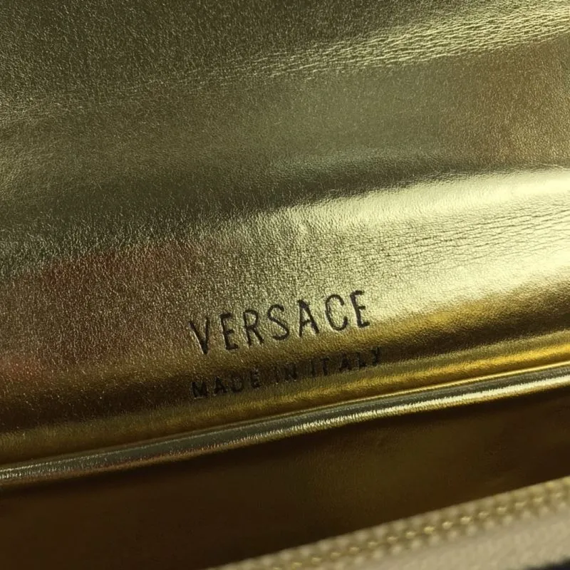 Versace Metallic Gold Chain Strap Handbag - Image 6