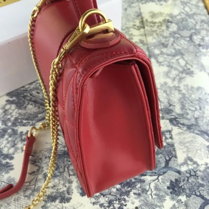 Versace Red Quilted Leather Top Handle Handbag - Image 4