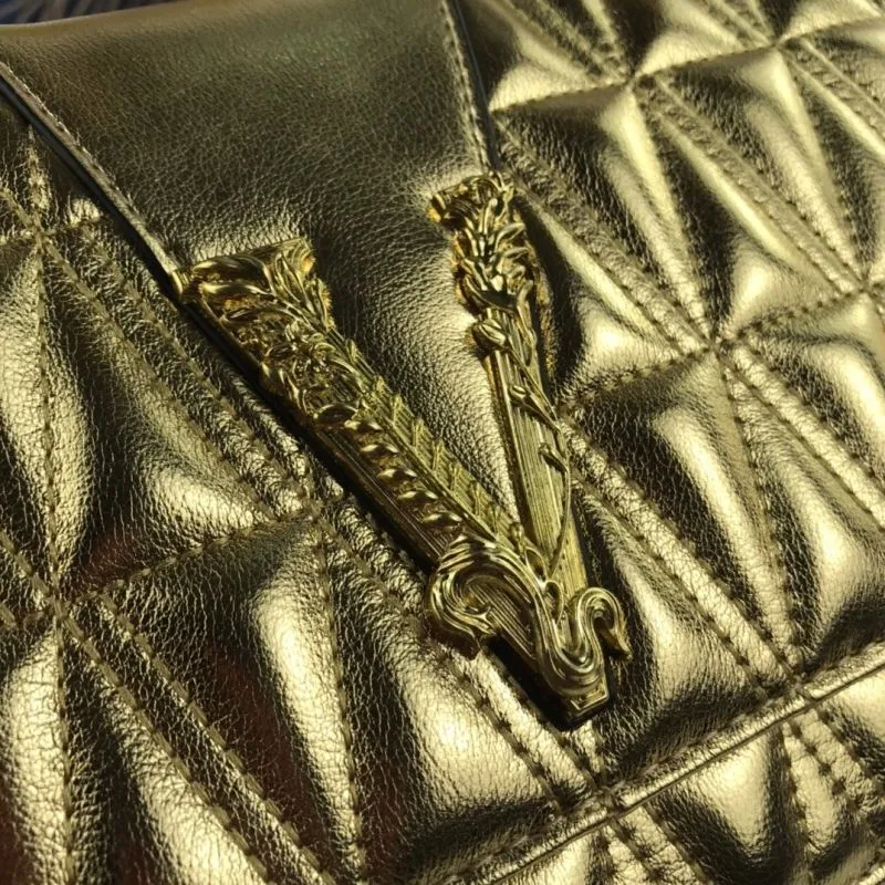 Versace Gold Metallic Shoulder Bag - Image 3