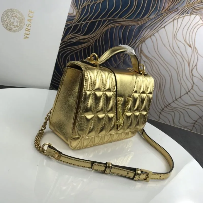 Versace Gold Metallic Shoulder Bag - Image 4
