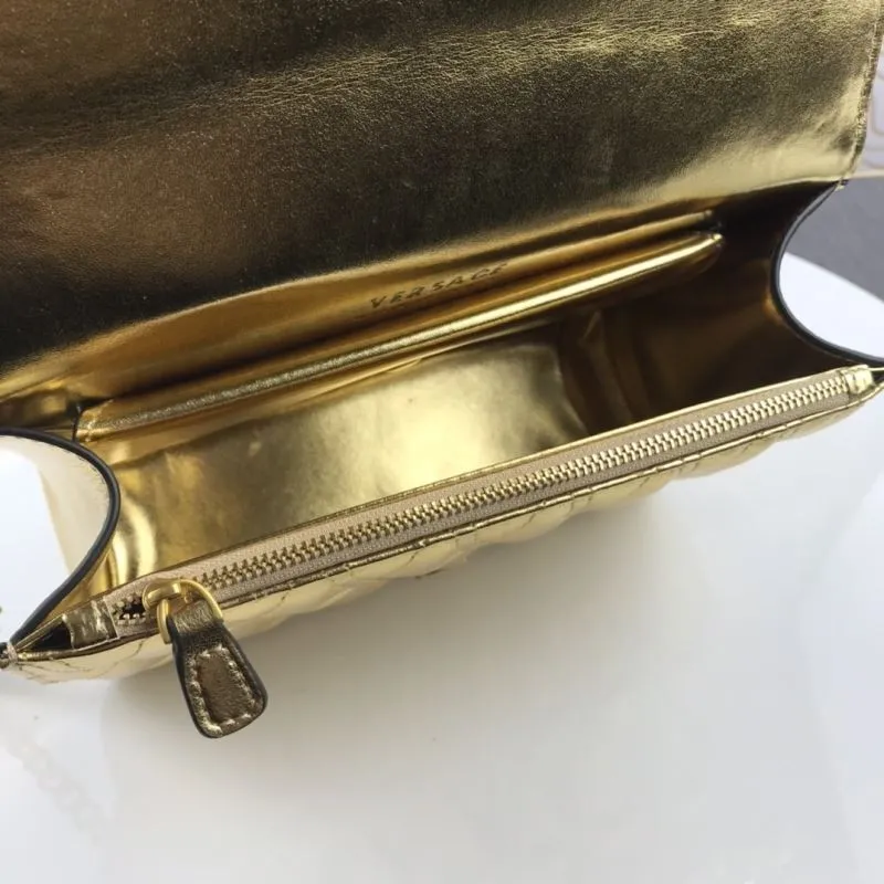 Versace Gold Metallic Shoulder Bag - Image 6