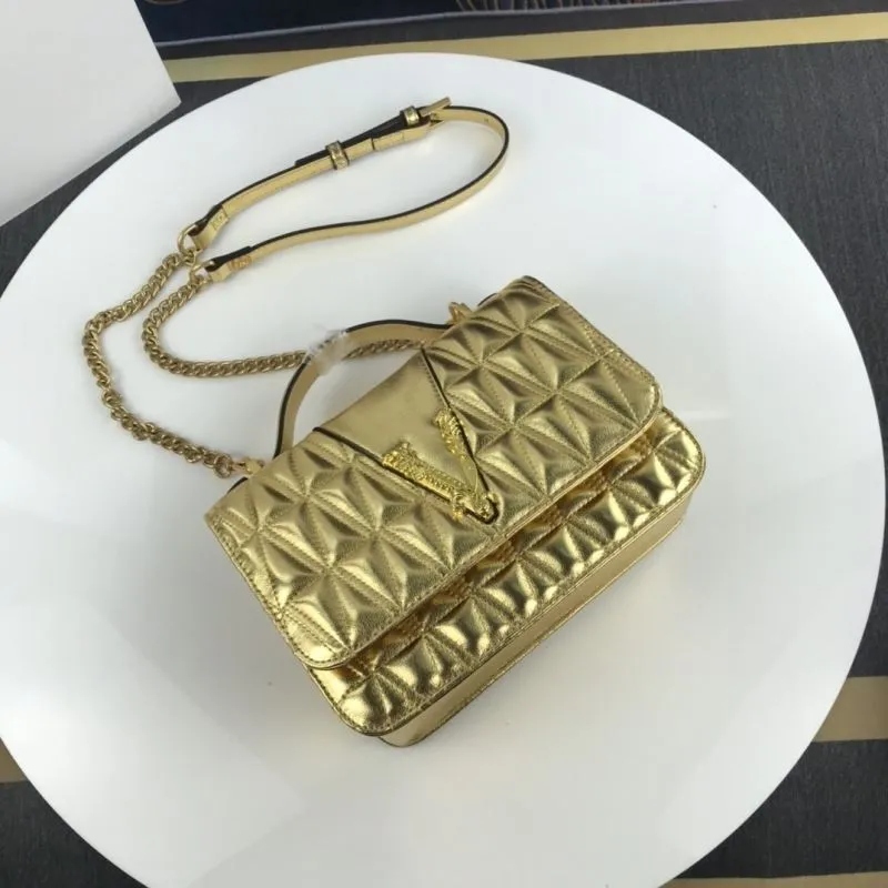 Versace Gold Metallic Shoulder Bag - Image 7