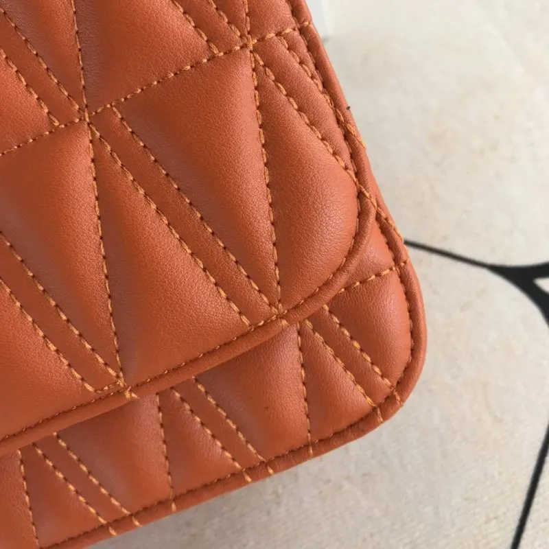 Versace Orange Leather Quilted Top Handle Shoulder Handbag - Image 4