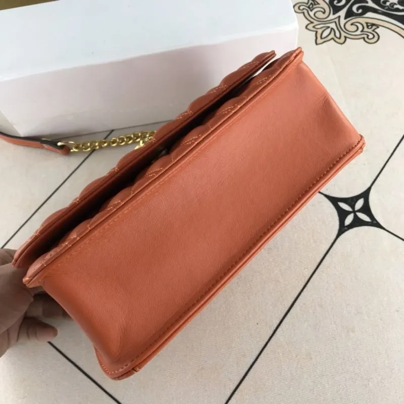 Versace Orange Leather Quilted Top Handle Shoulder Handbag - Image 5